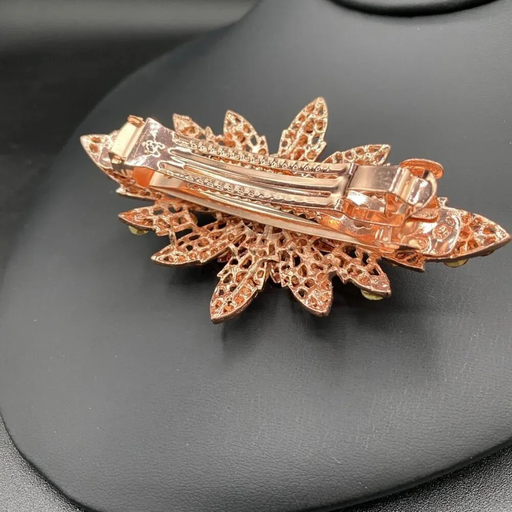 Gorgeous Sparkly Pink and White Rhinestone Encrusted Snap Barrette Hair Clip - Picture 7 of 12